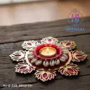 HJ 8 Inch Lotus MDF Rangoli with Kodi – Elegant Decorative Diya Holder (No Candle Included)