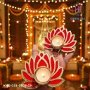 HJ 2 Pcs Lotus Candle Holder – Elegant Festive Home Decor | Free Delivery 