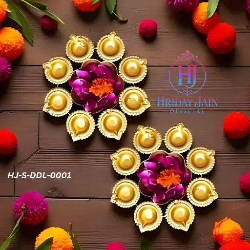 HJ Royal Diya Platter 🪔✨ | 8+1 Center Bowl | Gold-Finish Festive Decor Buy 1 Get 1 free