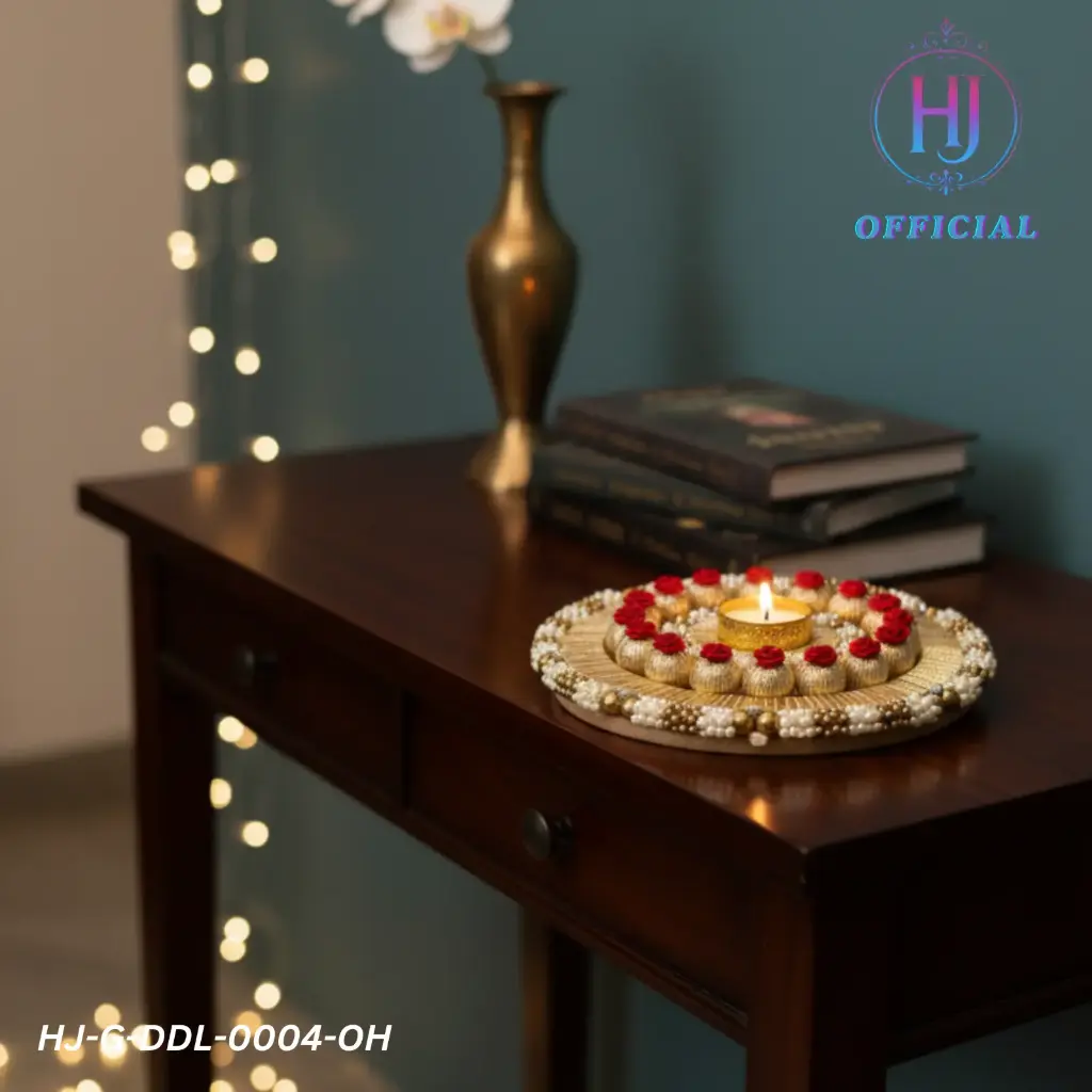 HJ Premium Heavy Decorative Rangoli with T-Light Holder 🪔 | Elegant Festive Décor (No Candle Included) 