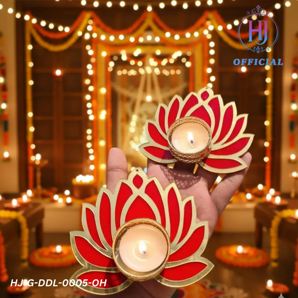 HJ 2 Pcs Lotus Candle Holder – Elegant Festive Home Decor | Free Delivery 