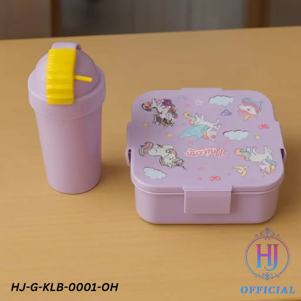 Unicorn Magic Kids BPA-Free Lunch Box with Sipper Bottle – Blue & Purple