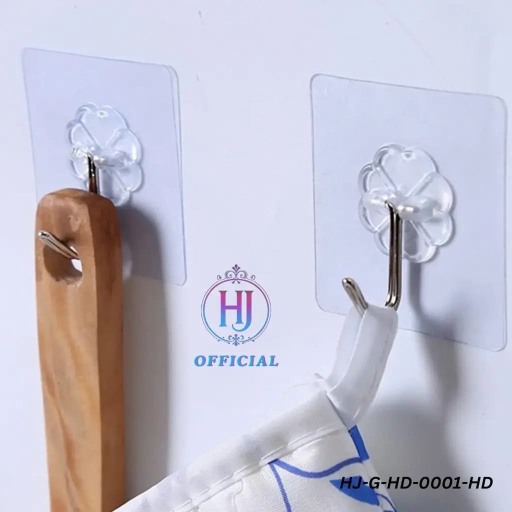 Transparent Heavy Duty Wall Hook Hanger Sticker – Strong Adhesive & Reusable Hook for Kitchen, Bathroom & Bedroom Accessories Min Order 50pcs